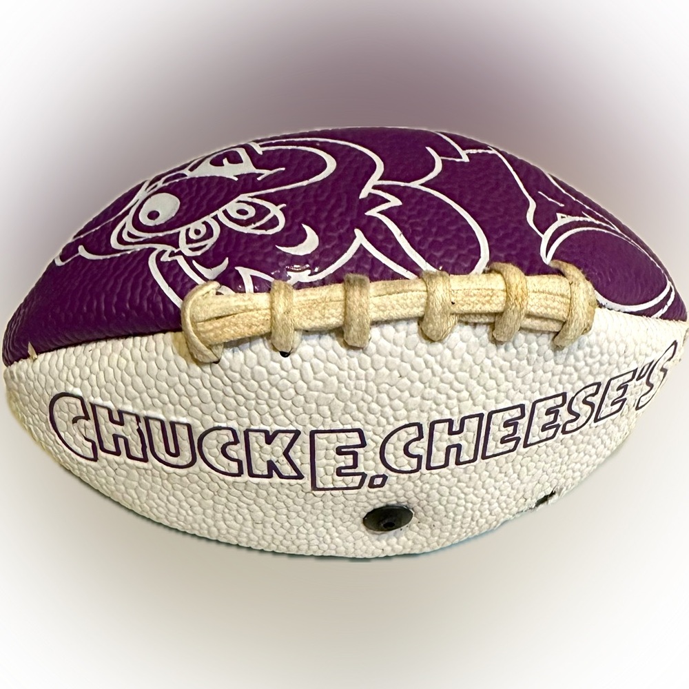 VTG 1990’s CHUCK E CHEESE’s FLAWED FOOTBALL PURPLE GREEN TEAL WHITE COLLECTIBLE
